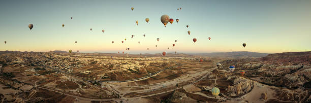 istock Cappadocia panoramic shot from a drone at sunrise 1181380946