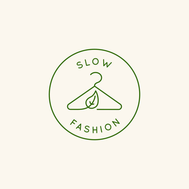 Slow fashion Vector logo design template and emblem in simple line style - sustainable slow fashion badge sustainable fashion stock illustrations