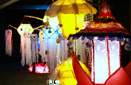 Colourful Sri Lankan vesak lanterns during vesak holidays. Vesak is celebrated by buddhists during May month in Sri Lanka. Vesak lanterns