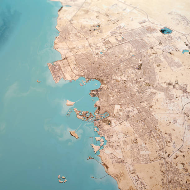 istock Doha Qatar 3D Render Topo Landscape View From North Feb 2019 1181386197