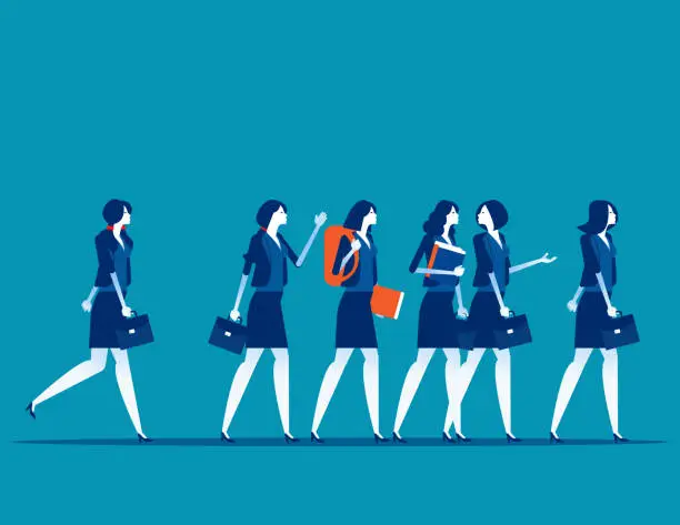 Vector illustration of Group business people go to work. Concept business meeting vector illustration, Professional, Colleagues.