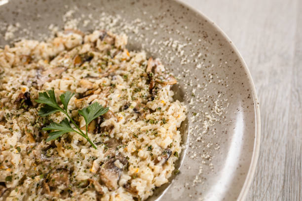 istock Mushroom risotto served in a plate 1181389420