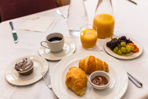 istock Breakfast with croissants and cup of coffee 1181389515
