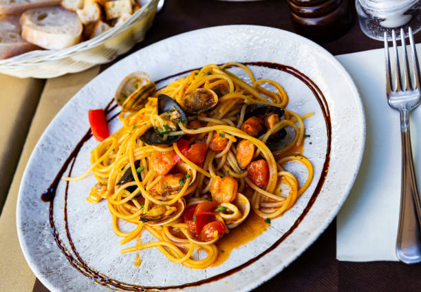 istock Mediterranean pasta with seafood 1181391186