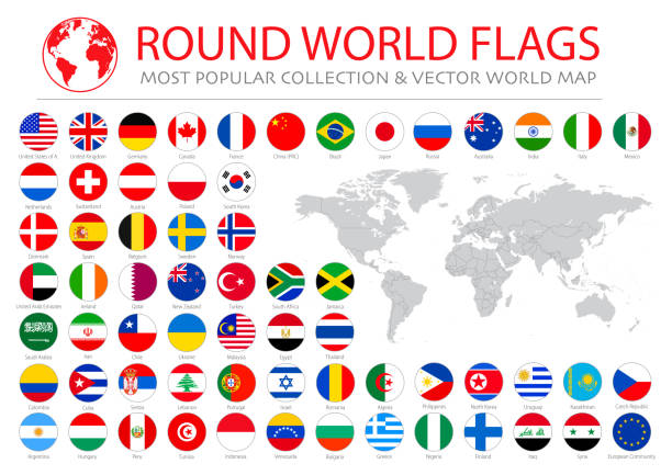 ilustraciones, imágenes clip art, dibujos animados e iconos de stock de world flags - vector round flat icons - ilustración de stock más popular - british flag vector uk national flag