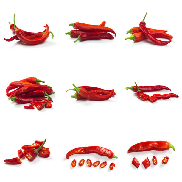 istock Set of red chili pepper isolate on white with clipping path 1181392727