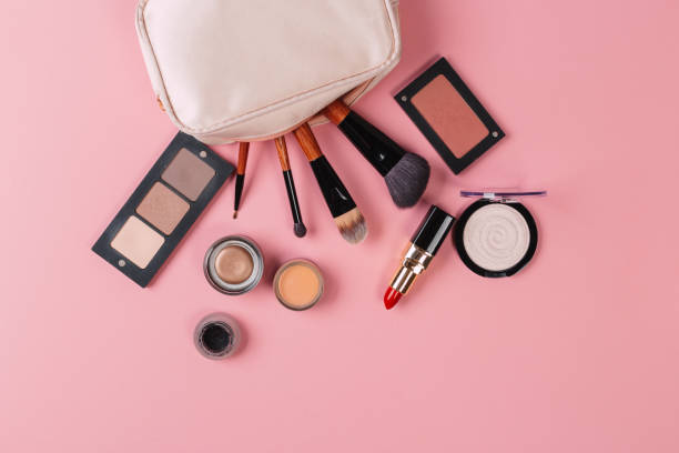 istock Set of decorative cosmetics on color background 1181393615