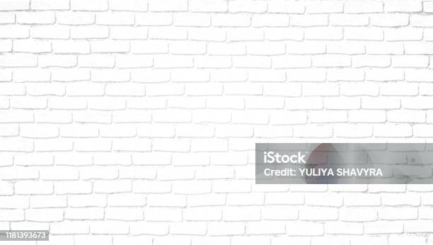 Realistic Light White Brick Wall Background Distressed Overlay Texture Of Old Brickwork Grunge Abstract Halftone Pattern Texture For Template Layout Poster Fabric And Different Print Production Stock Illustration - Download Image Now