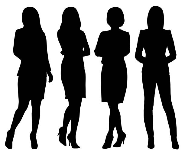 Business woman silhouettes vector Business woman silhouettes vector woman silhouette stock illustrations