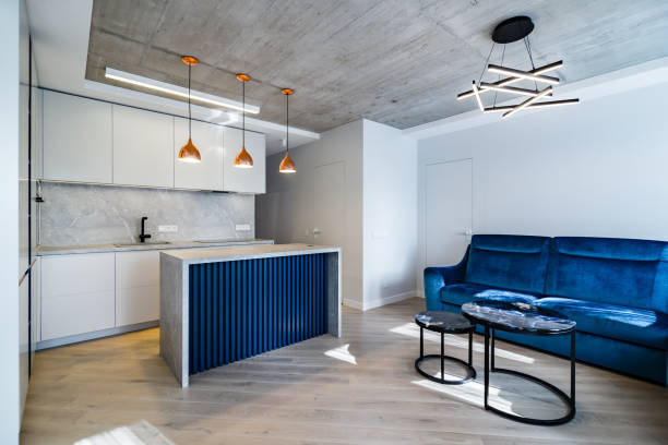 istock Living room connected with kitchen 1181394220