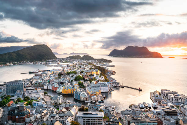 istock Alesund, Norway sunset time 1181395364