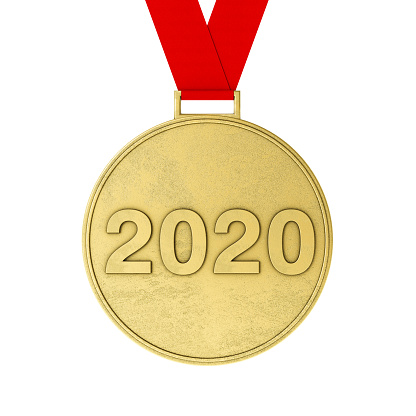 2020 Gold Medal on White. 3d Render