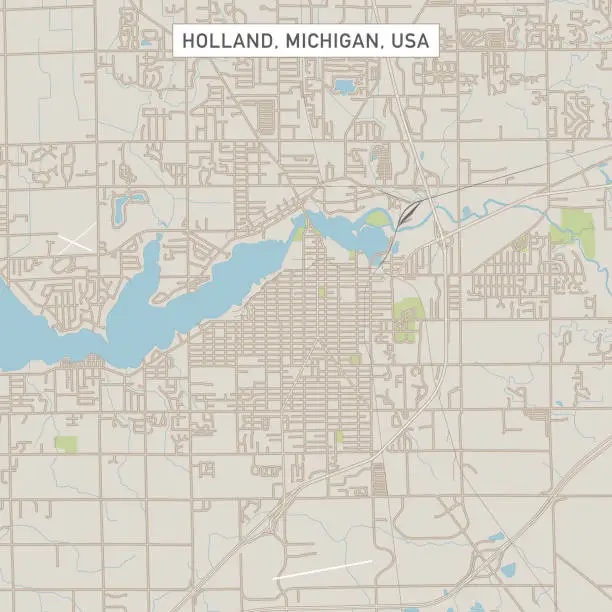 Vector illustration of Holland Michigan US City Street Map