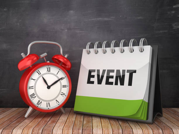 istock EVENT Calendar with Alarm Clock on Chalkboard Background - 3D Rendering 1181398123