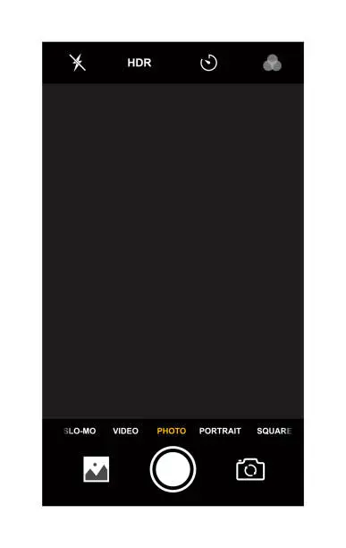 Vector illustration of Smartphone camera viewfinder template. Camera recording. Vector illustration