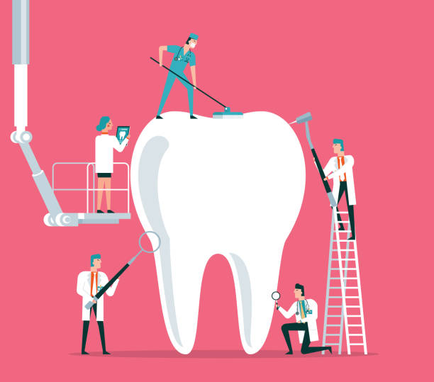illustrazioni stock, clip art, cartoni animati e icone di tendenza di clinica odontoiatrica - dentista