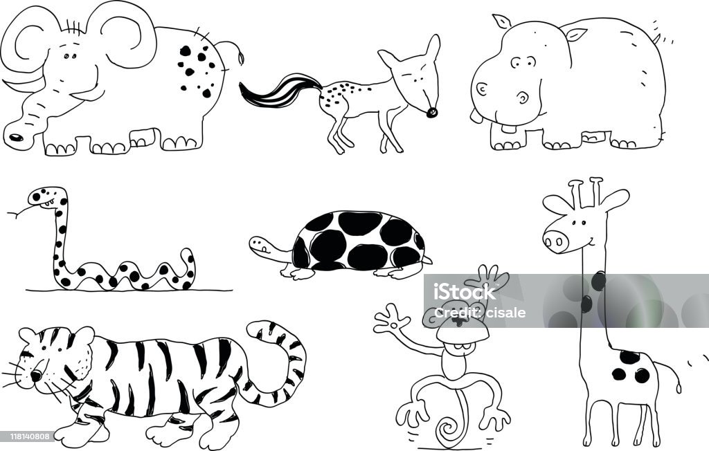 wild animals doodles  Doodle stock vector