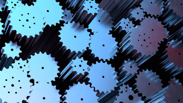 istock 3d render abstract industrial background with cogwheel in abstract mechanism. 1181408149