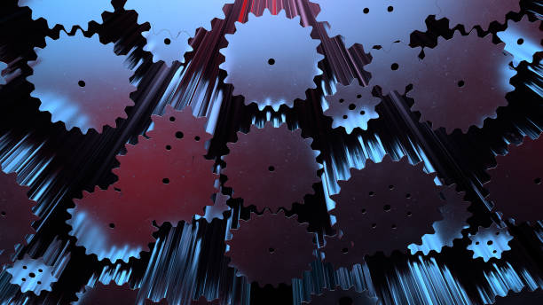 istock 3d render abstract industrial background with cogwheel in abstract mechanism. 1181408175