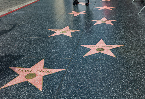 Los Angeles, California, USA. May 31, 2019. The LA Hollywood Walk of Fame. The brass stars that embedded in the sidewalks is a remembrance of celebrities.