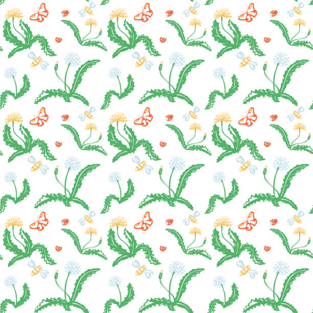 modny bezszwowy kwiatowy wzór wektora - bee backgrounds chamomile plant fragility stock illustrations