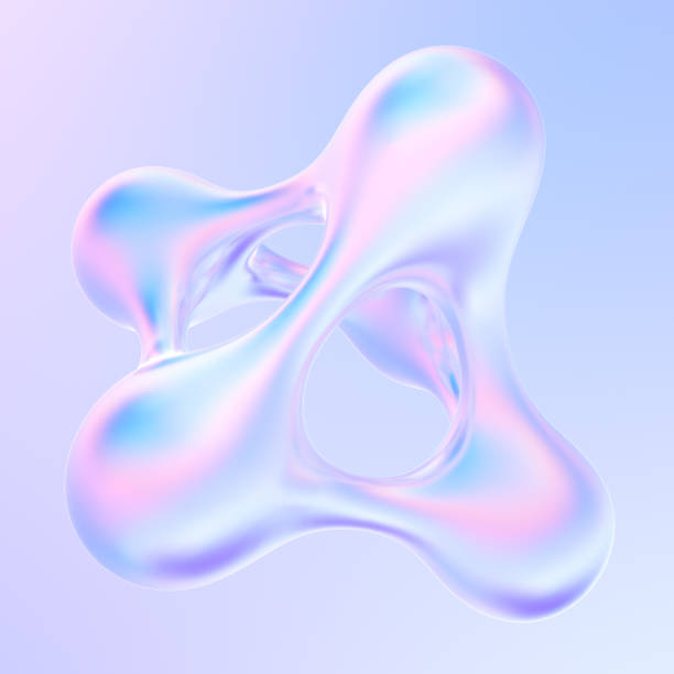 splash of holographic liquid metal  3d rendering fluid shape - bubble foil imagens e fotografias de stock