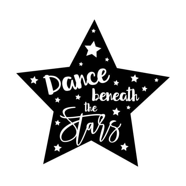 Dance beneath the stars- positive saying, handwritten text, with star frame. Dance beneath the stars- positive saying, handwritten text, with star frame. Good for greeting card and  t-shirt print, flyer, poster design, mug. belly dancing stock illustrations