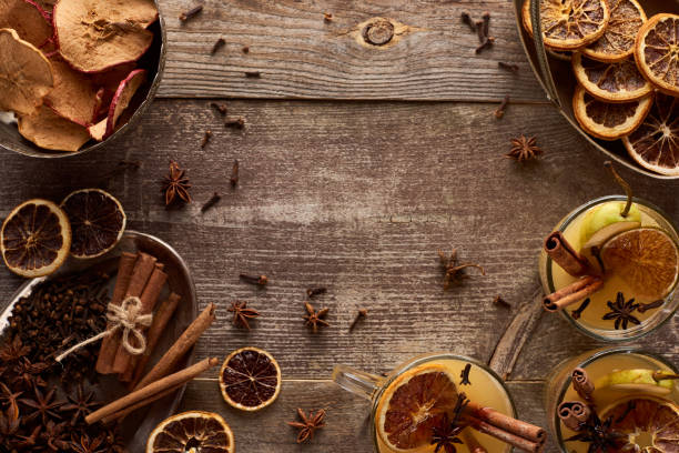 istock top view of traditional pear mulled wine with spices on wooden rustic table with copy space 1181410110