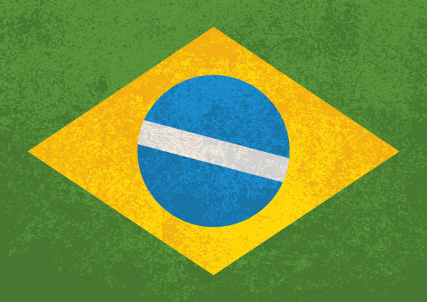 флаг бразилии со старой текстурой гранжа - flag brazil brazilian flag dirty stock illustrations