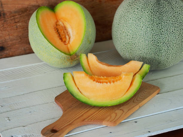 istock Orange color Japanese net melon fruit. 1181417214