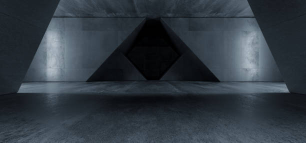 istock Dark Concrete Grunge Underground Garage Reflections Hall Car Triangle Gate Glow Empty Futuristic Sci Fi Huge Big 3D Rendering 1181418609
