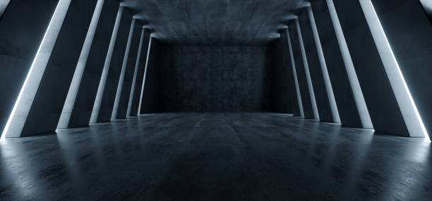 istock Huge Big Dark Hall Garage Tunnel Corridor Car Empty Studio Background White Windows Light Glow Cement Asphalt Concrete Grunge Dark Tall 3D Rendering 1181418706