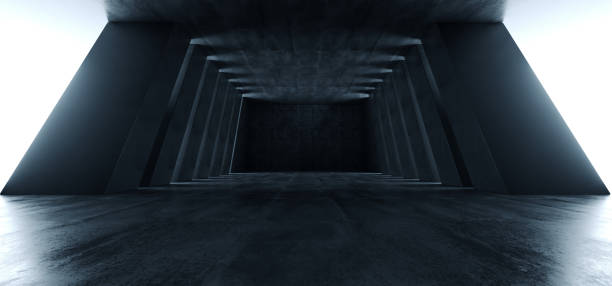 istock Huge Big Dark Hall Garage Tunnel Corridor Car Empty Studio Background White Windows Light Glow Cement Asphalt Concrete Grunge Dark Tall 3D Rendering 1181418714