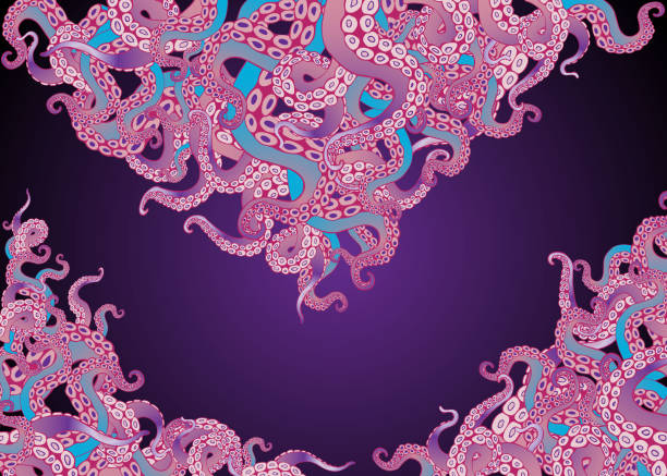 istock Futuristic background with colorful tentacles of an octopus frame 1181419216