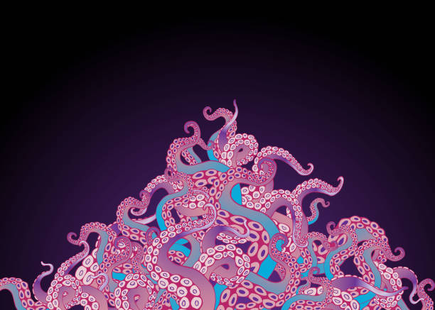 istock Futuristic background with colorful tentacles of an octopus frame 1181419786
