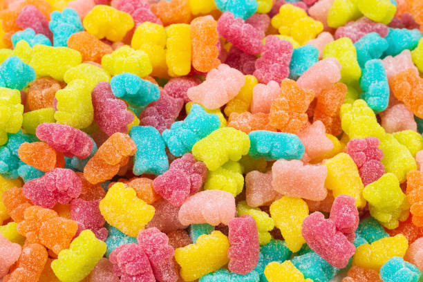istock Jelly sweats bears background. Top view. 1181420965