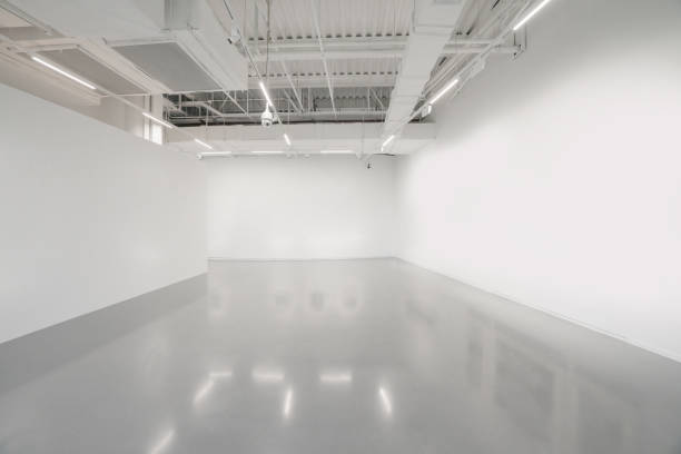 istock White walls and grey cement floors in the interior space 1181421878