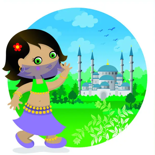 Vector illustration of Turkish bellydancer girl