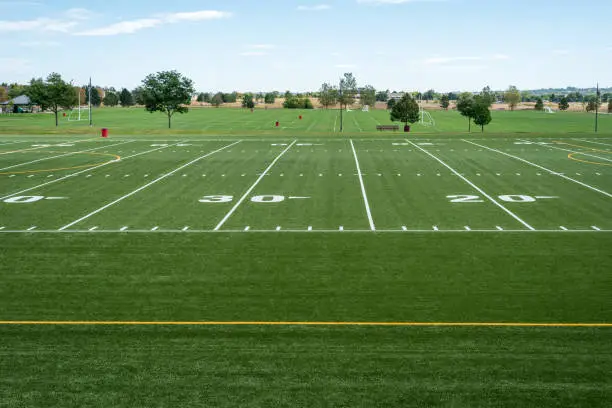 Photo of park district football and soccer fields ready for game day