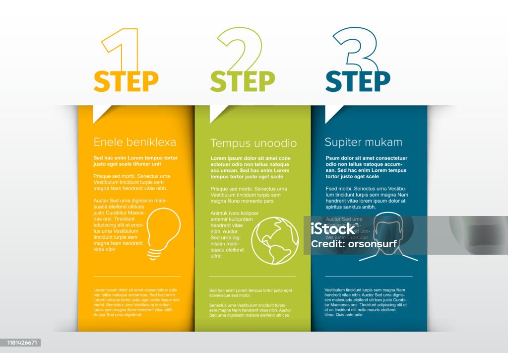 3 Step Table Work Vector Instrucions Table With Three Steps Template Stock Illustration ...