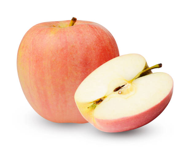 istock Whole and half ripe red apple isolated on a white background. 1181428000
