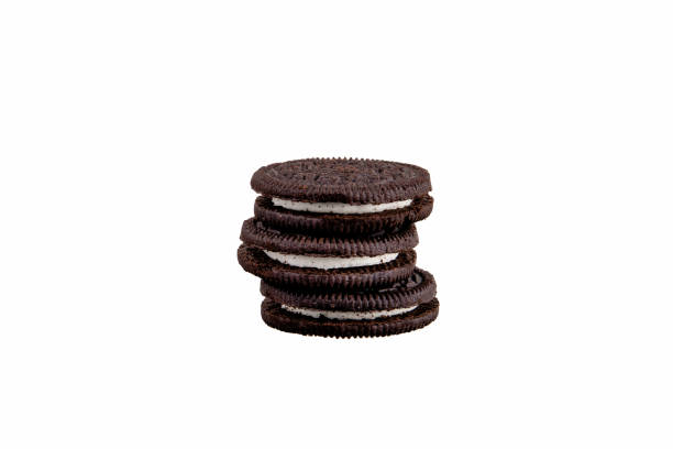 istock Sandwich cookies with cream on white background 1181428058