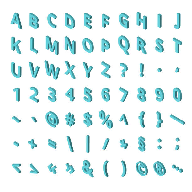 istock Isometric font alphabet isolated on the background. Isometric abc. Letters, numbers and symbols. Three-Dimensional stock typography for headlines, posters etc 1181428516