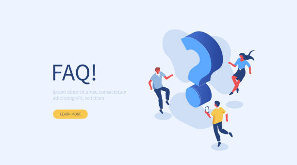 faq People Characters near Question Marks. Woman and Man Ask Questions and receive Answers. Online Support center. Frequently Asked Questions Concept. Flat Vector Illustration. isometric question mark stock illustrations