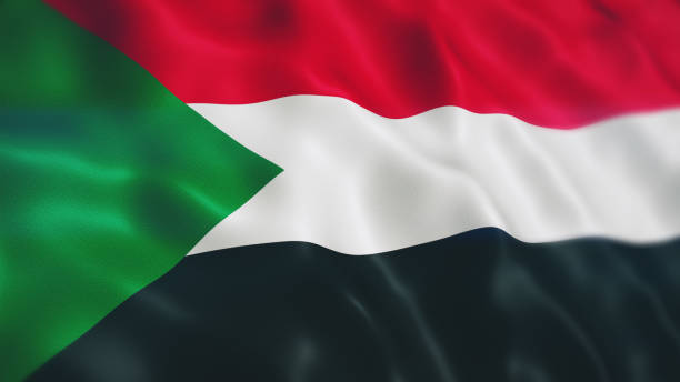 sudan flag depth of field - republic of the sudan foto e immagini stock