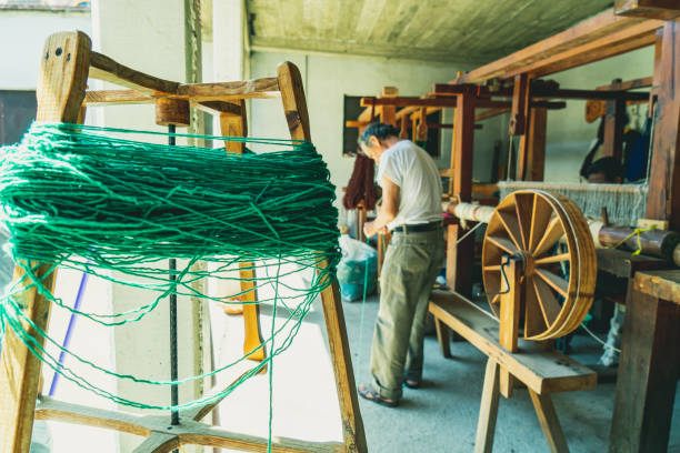 Wool weaven rug in Teotitlan del Valle, Oaxaca stock photo