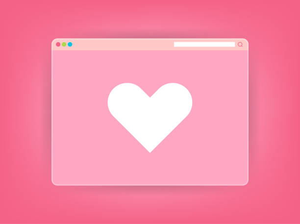 画面上のハートの形を持つインターネットウェブブラウザ - internet dating dating togetherness internet点のイラスト素材／クリップアート素材／マンガ素材／アイコン素材