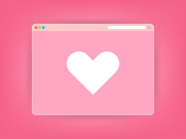 przeglądarka internetowa z kształtem serca na ekranie - facebook friendship sign computer monitor stock illustrations