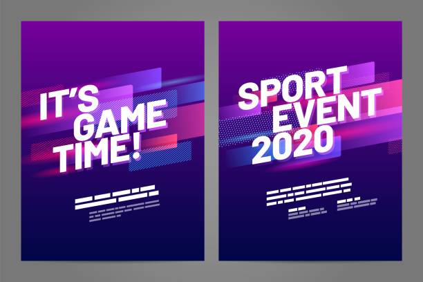 дизайн шаблона плаката layout для спортивного мероприятия - sport games stock illustrations