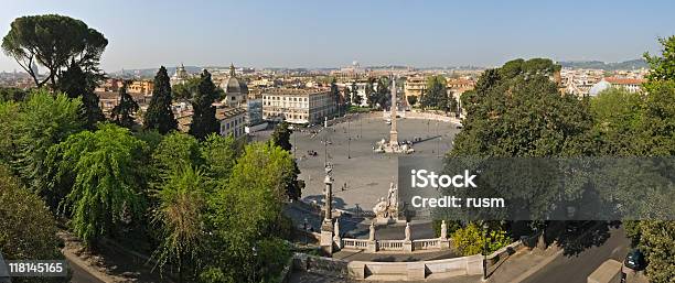 Rzymu I Piazza Del Popolo Panaroma - zdjęcia stockowe i więcej obrazów Architektura - Architektura, Bezchmurne niebo, Budynek z zewnątrz